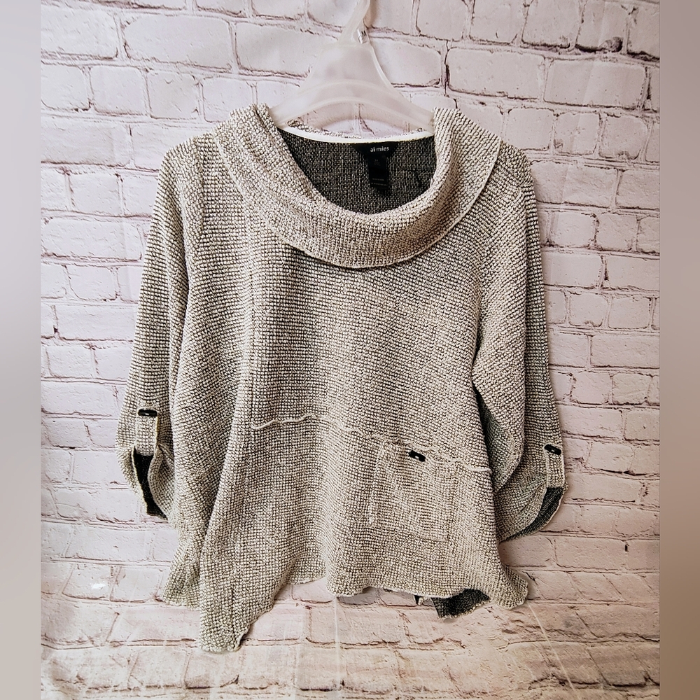 Ali Miles 2X Waffle Knit Tunic Cowl Neck Top Lagenlook Boho